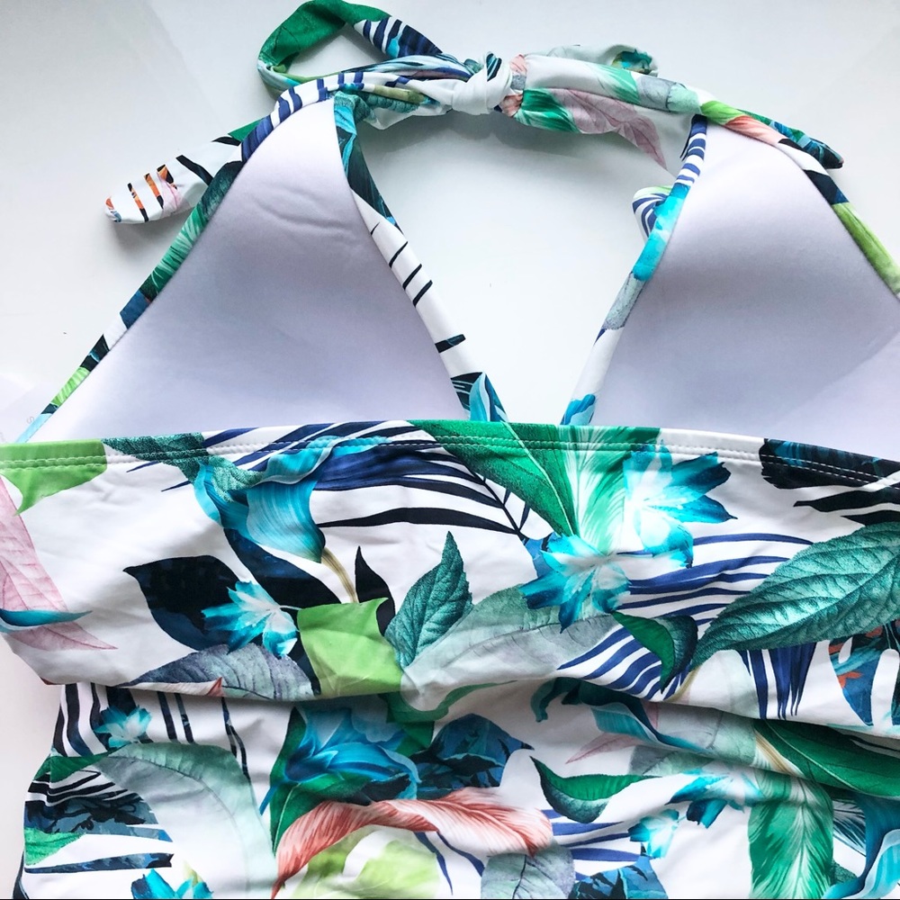 NEW La Blanca Women’s tankini 2 piece swimsuit in white/green -size 10 - Picture 5 of 10
